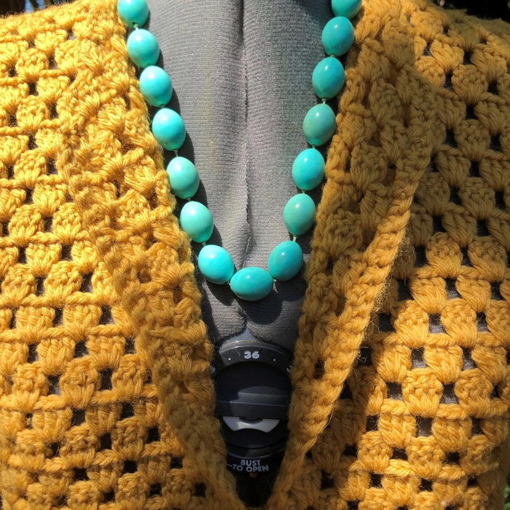 Vintage Crocheted mustard yarn Sweater vest